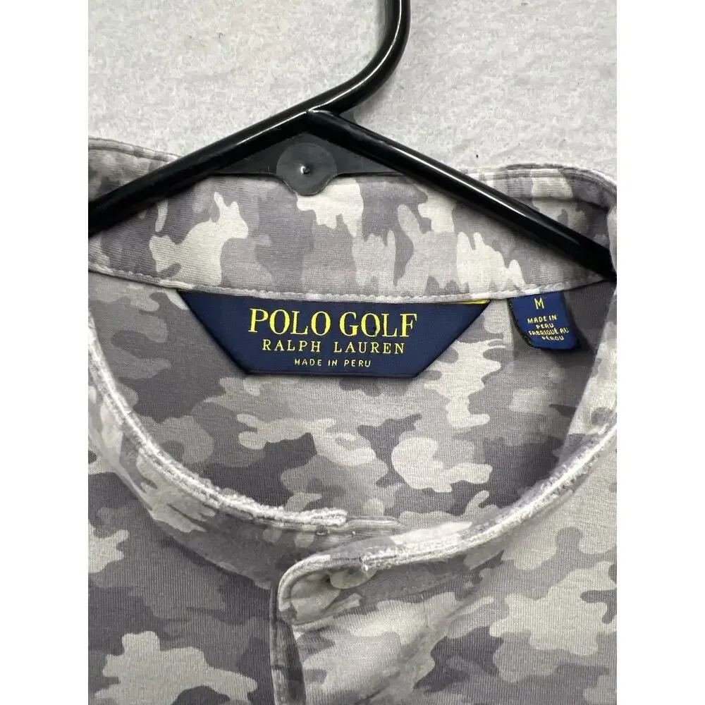 Polo‎ Ralph Lauren Shirt Mens M Gray Camo Military Preppy Casual Athletic